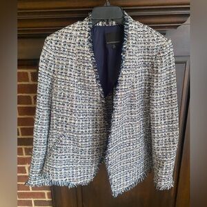 Banana Republic Blue and White Tweed Open Blazer